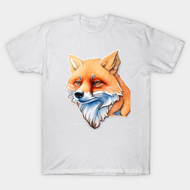 Fox Watercolor T-Shirt by Basunat